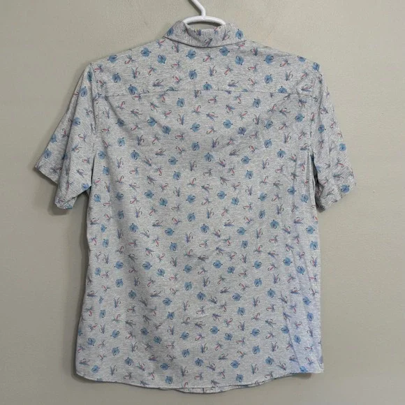 Southern Tide Men Medium Gray Fishing Fly Lure AOP Performance Button Down Shirt - Picture 3 of 5